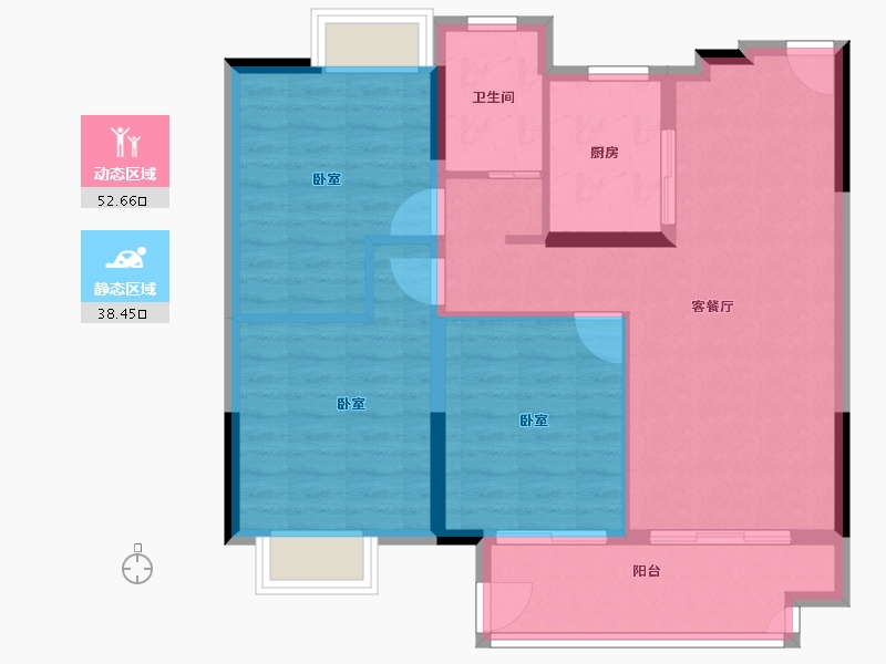 江苏省-扬州市-世茂金业璀璨铂湾-82.40-户型库-动静分区