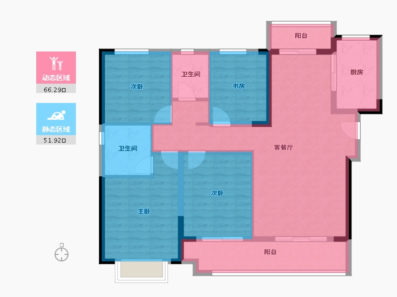 湖北省-荆门市-世茂长投龙山中央商务区-106.42-户型库-动静分区