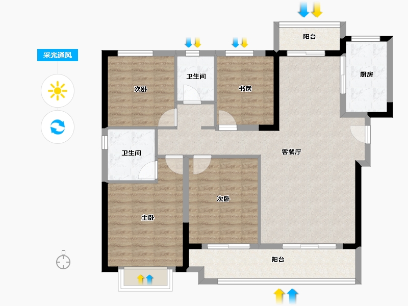 湖北省-荆门市-世茂长投龙山中央商务区-106.42-户型库-采光通风