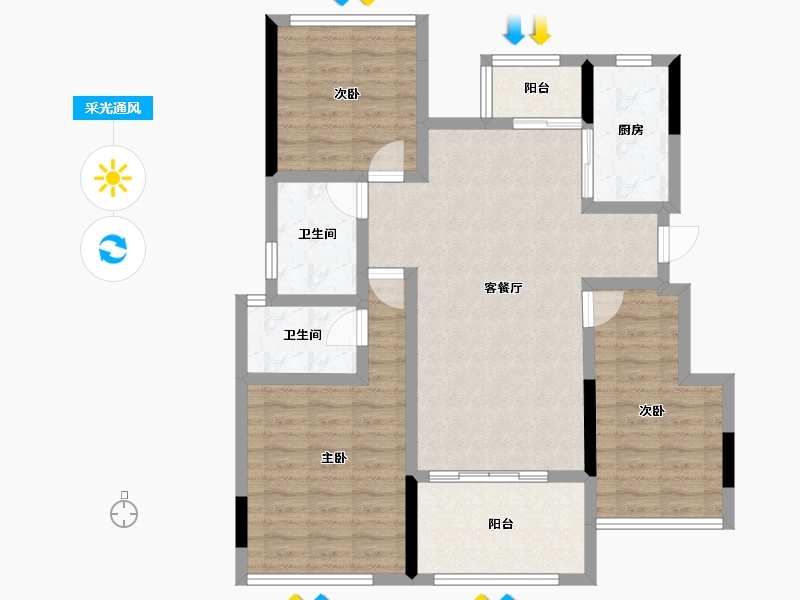 四川省-绵阳市-领地国际社区三期-93.51-户型库-采光通风