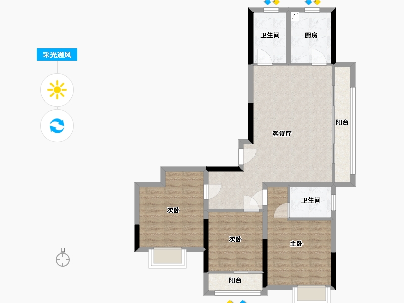 河北省-秦皇岛市-万晟华府-110.00-户型库-采光通风