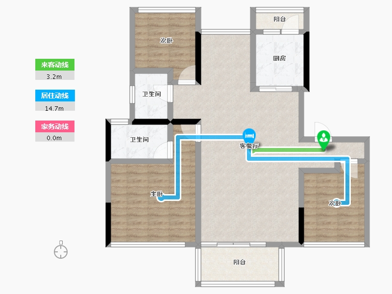 四川省-绵阳市-领地国际社区三期-95.75-户型库-动静线