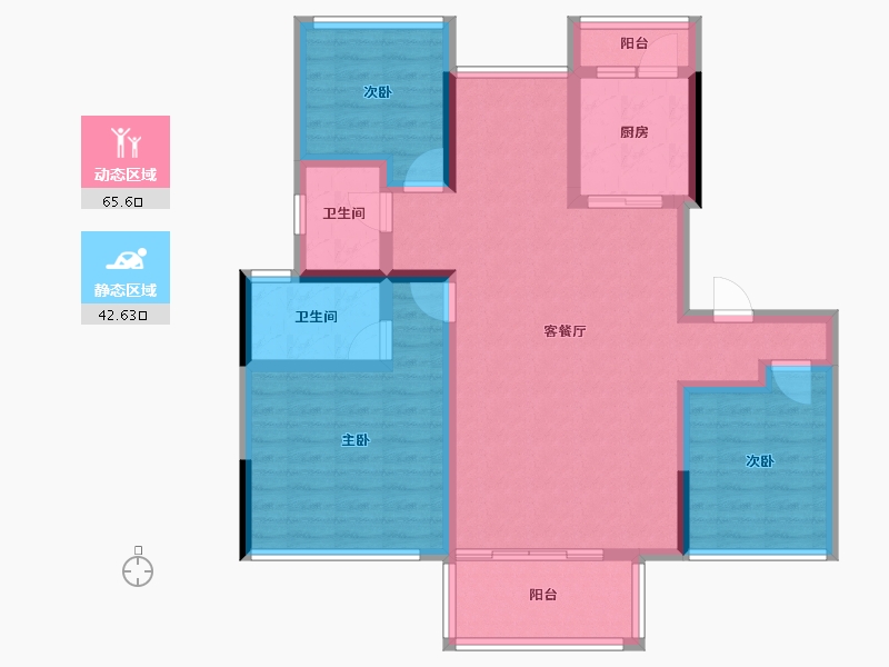 四川省-绵阳市-领地国际社区三期-95.75-户型库-动静分区