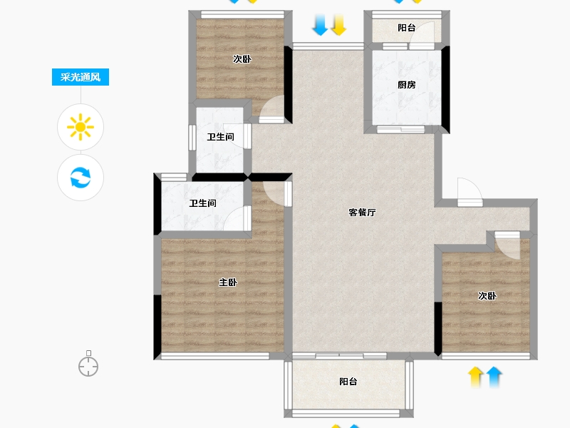 四川省-绵阳市-领地国际社区三期-95.75-户型库-采光通风