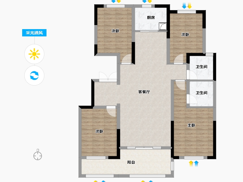 河北省-邢台市-永康瑞府-119.01-户型库-采光通风