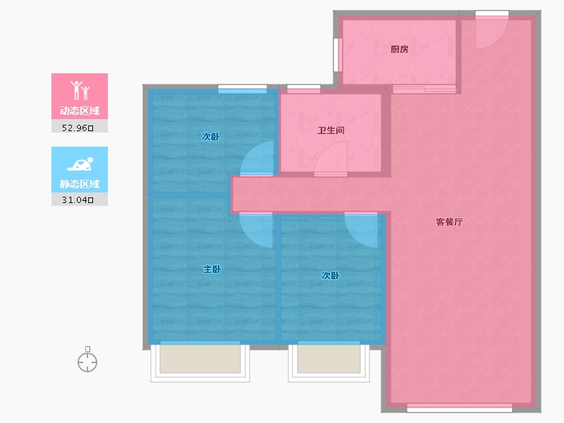 新疆维吾尔自治区-乌鲁木齐市-乌鲁木齐碧桂园三期-76.00-户型库-动静分区