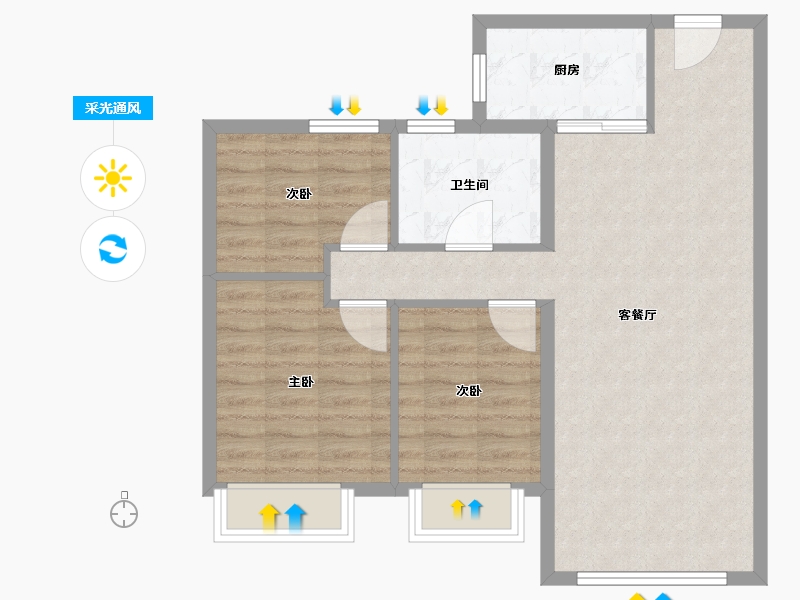 新疆维吾尔自治区-乌鲁木齐市-乌鲁木齐碧桂园三期-76.00-户型库-采光通风