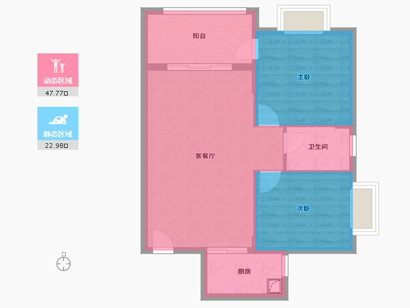 福建省-厦门市-夏商大学康城-64.00-户型库-动静分区