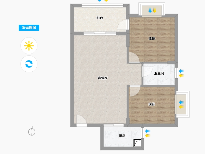 福建省-厦门市-夏商大学康城-64.00-户型库-采光通风