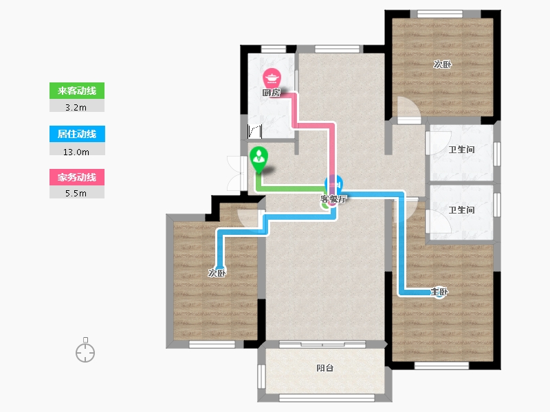 河北省-邢台市-永康瑞府-96.04-户型库-动静线