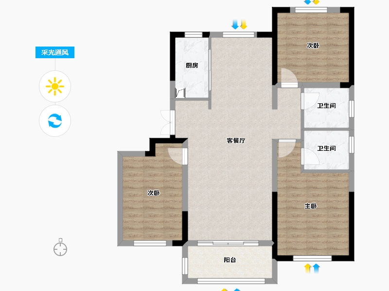 河北省-邢台市-永康瑞府-96.04-户型库-采光通风