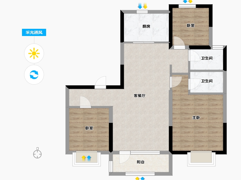 吉林省-吉林市-碧桂园.翡翠山-95.00-户型库-采光通风