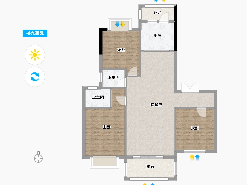 湖北省-黄冈市-金都上城-90.00-户型库-采光通风