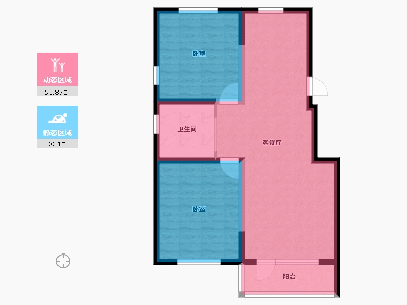 吉林省-延边朝鲜族自治州-万城·凯旋公馆-73.37-户型库-动静分区