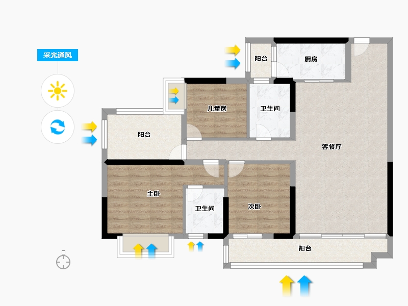 广东省-揭阳市-阳光城·宏和翡翠湾-95.19-户型库-采光通风