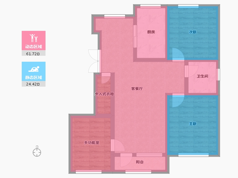 吉林省-辽源市-阳光恺悦-75.49-户型库-动静分区