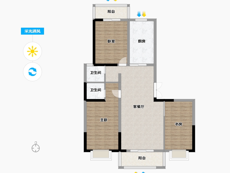 甘肃省-临夏回族自治州-联谊·碧水景苑-110.60-户型库-采光通风