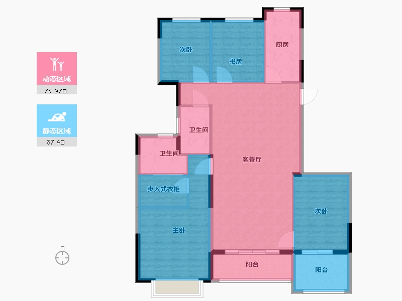 江苏省-徐州市-潘安湖恒大昕棠观澜府-131.00-户型库-动静分区