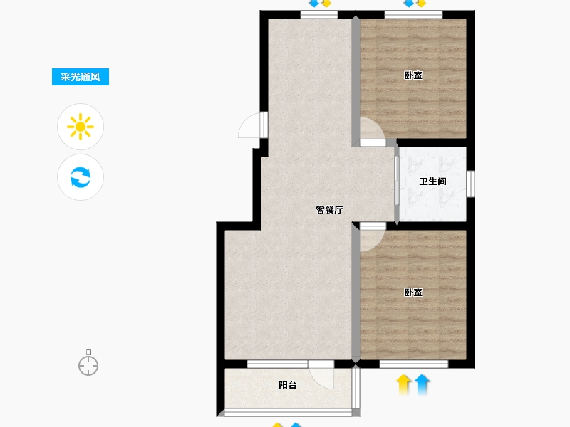 吉林省-延边朝鲜族自治州-万城·凯旋公馆-70.68-户型库-采光通风