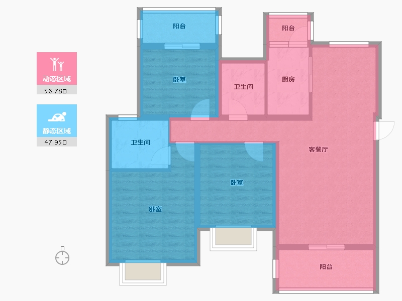 四川省-资阳市-喜悦长岛-92.81-户型库-动静分区