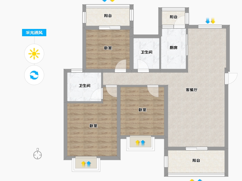 四川省-资阳市-喜悦长岛-92.81-户型库-采光通风