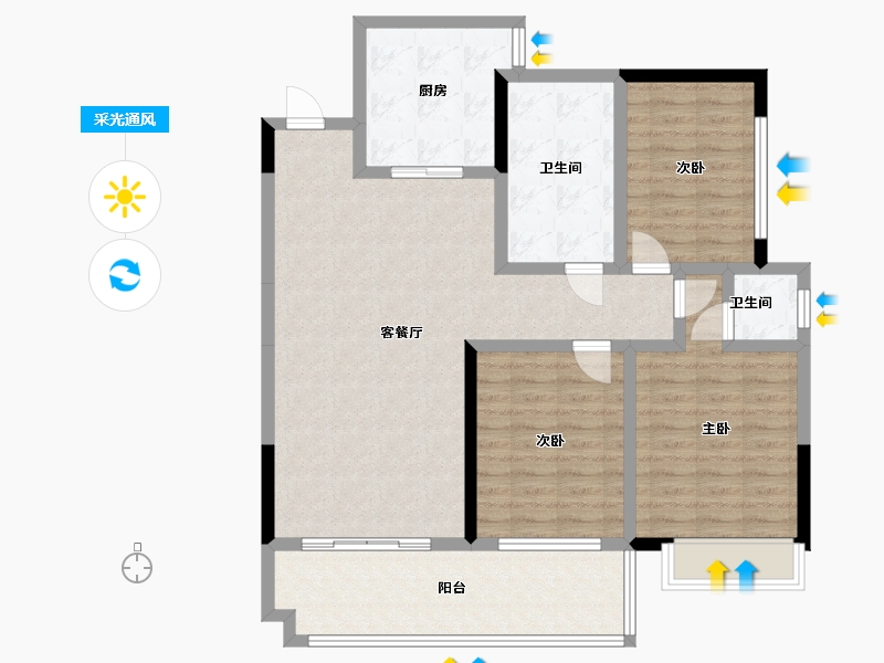 湖南省-衡阳市-山河国际-126.89-户型库-采光通风