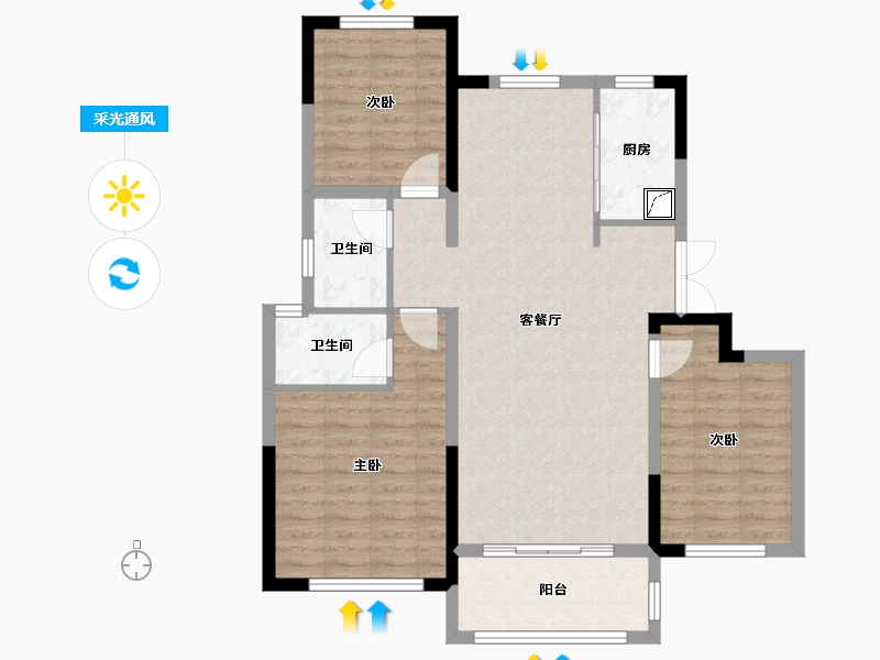 河北省-邢台市-永康瑞府-92.70-户型库-采光通风