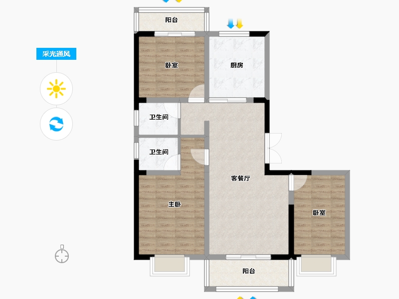 甘肃省-临夏回族自治州-联谊·碧水景苑-88.86-户型库-采光通风