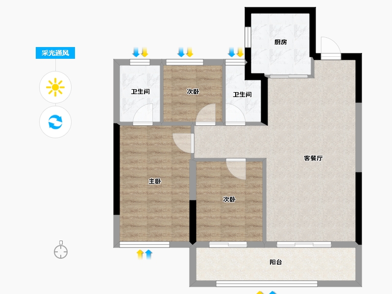 福建省-莆田市-​涵江正荣府-76.93-户型库-采光通风