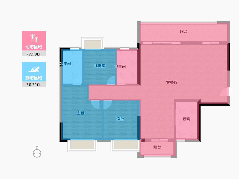 广东省-揭阳市-阳光城·宏和翡翠湾-103.20-户型库-动静分区