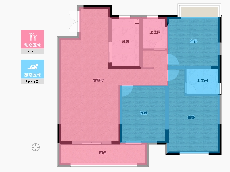 江苏省-扬州市-晶龙宸龙学府-102.40-户型库-动静分区