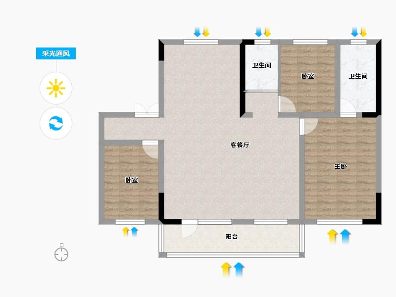 吉林省-延边朝鲜族自治州-万城·凯旋公馆-104.81-户型库-采光通风