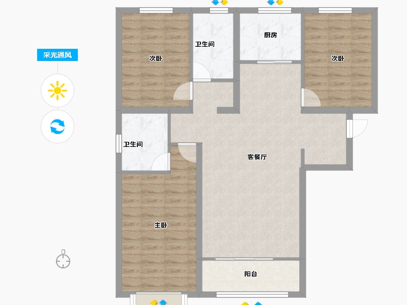 甘肃省-武威市-凯帝斯尚府-95.00-户型库-采光通风