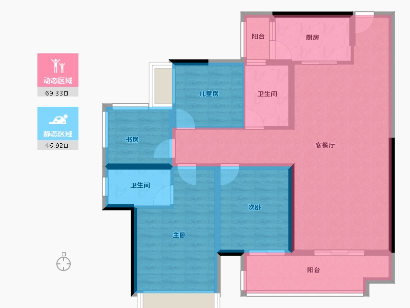 广东省-揭阳市-阳光城·宏和翡翠湾-103.64-户型库-动静分区