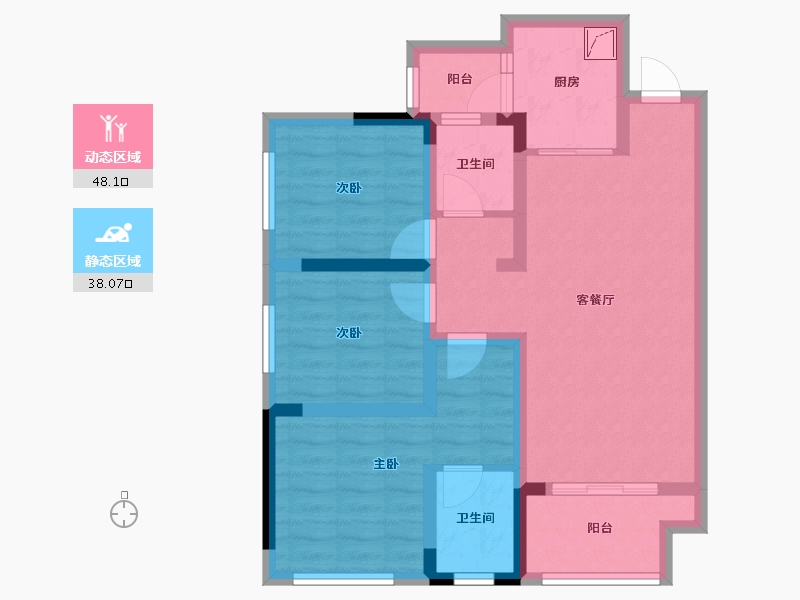 四川省-遂宁市-正黄·金域香江-75.00-户型库-动静分区