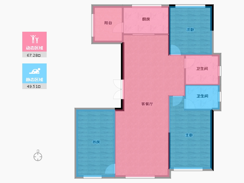 吉林省-辽源市-玉圭园御水丹堤-107.67-户型库-动静分区