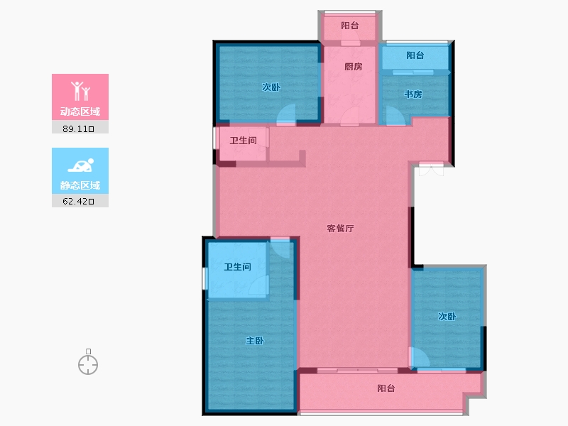 江西省-上饶市-华熙LIVE信江·华熙府第一区-136.43-户型库-动静分区