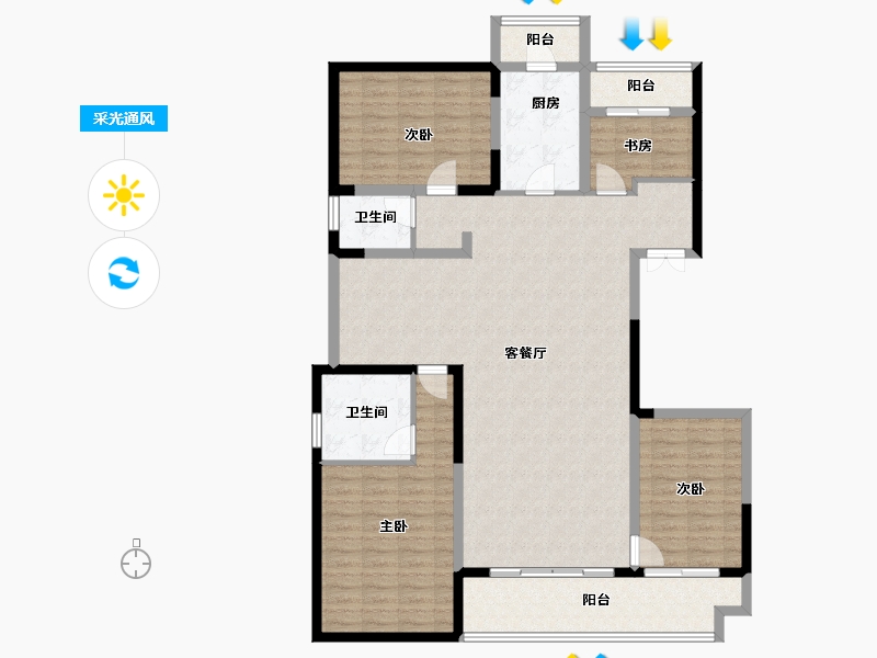 江西省-上饶市-华熙LIVE信江·华熙府第一区-136.43-户型库-采光通风