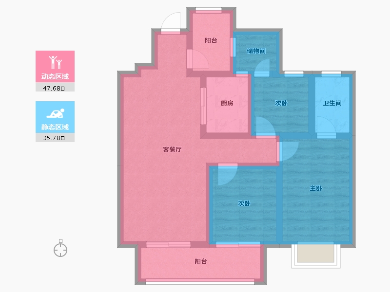 河北省-邢台市-蓝城雅园-72.90-户型库-动静分区