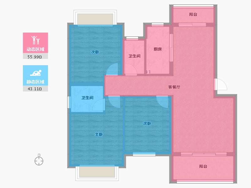 江西省-赣州市-博达·翡翠学府-89.02-户型库-动静分区