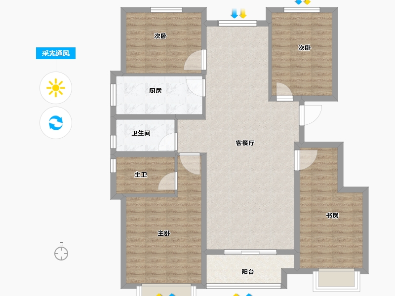 山东省-东营市-众成璟园-115.20-户型库-采光通风