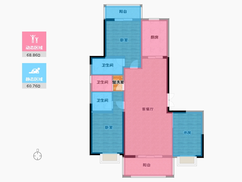 甘肃省-临夏回族自治州-联谊·碧水景苑-118.64-户型库-动静分区