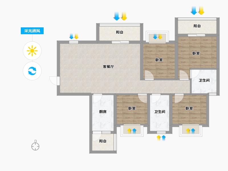 四川省-资阳市-喜悦长岛-95.91-户型库-采光通风