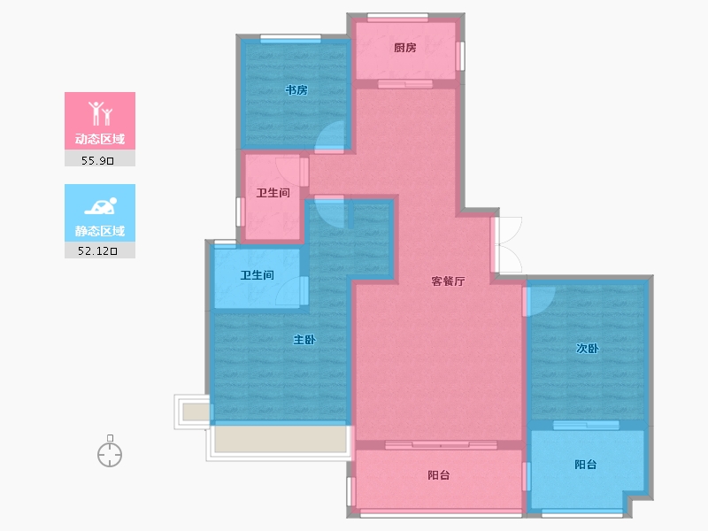 陕西省-宝鸡市-华厦·中央公园-98.00-户型库-动静分区