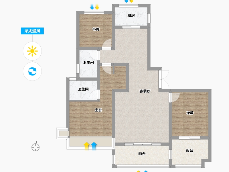 陕西省-宝鸡市-华厦·中央公园-98.00-户型库-采光通风