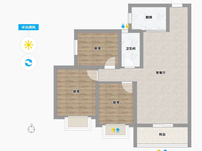 四川省-资阳市-博邦紫韵东城-68.47-户型库-采光通风