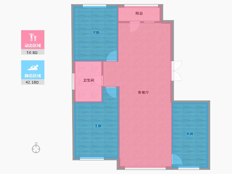 吉林省-辽源市-玉圭园御水丹堤-91.43-户型库-动静分区