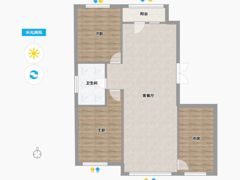 吉林省-辽源市-玉圭园御水丹堤-91.43-户型库-采光通风