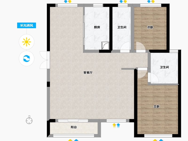 河北省-邢台市-永康瑞府-98.40-户型库-采光通风