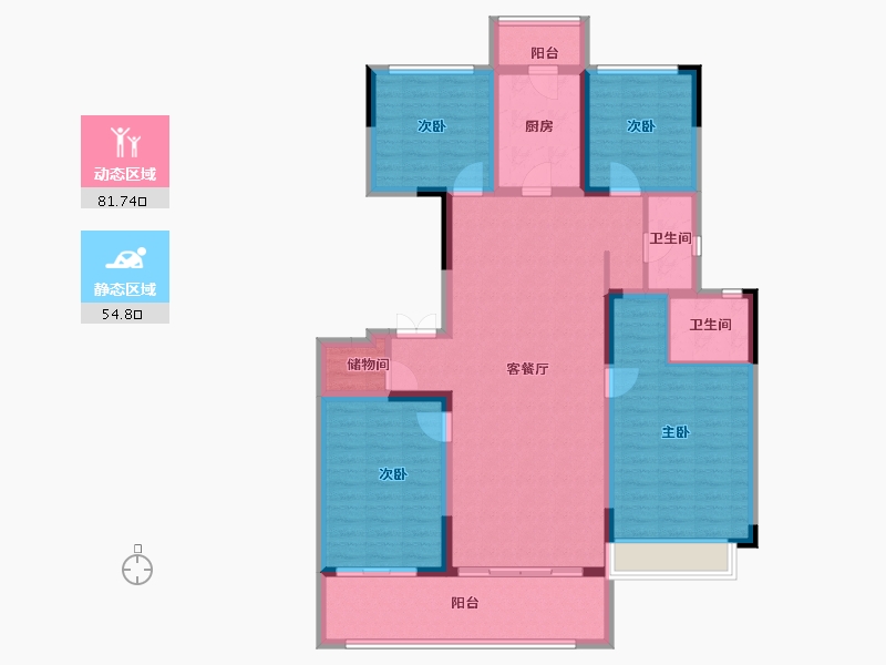 江西省-上饶市-华熙LIVE信江·华熙府第一区-122.33-户型库-动静分区